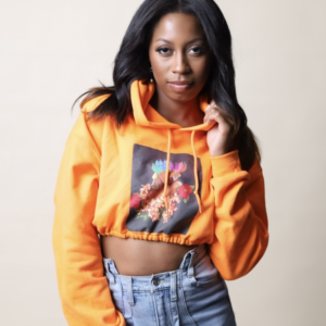 Orange Cropped Artwork Hoodie