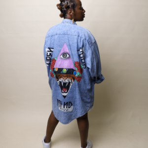 Unisex Open Your Mind Hand Painted Denim Jacket