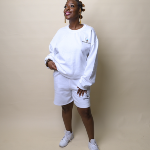 Unisex White Crewneck & Shorts Set