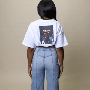 White Afro Samurai Crop Top