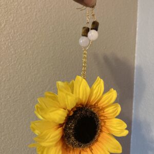 Tiger's Eye & Rose Quartz Sunflower Earrings