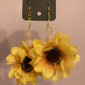 Rose Quartz Sunflower Earrings