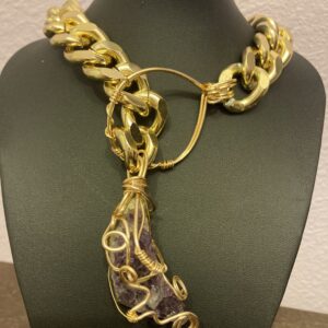 Cuban Link Choker with Amethyst Pendant